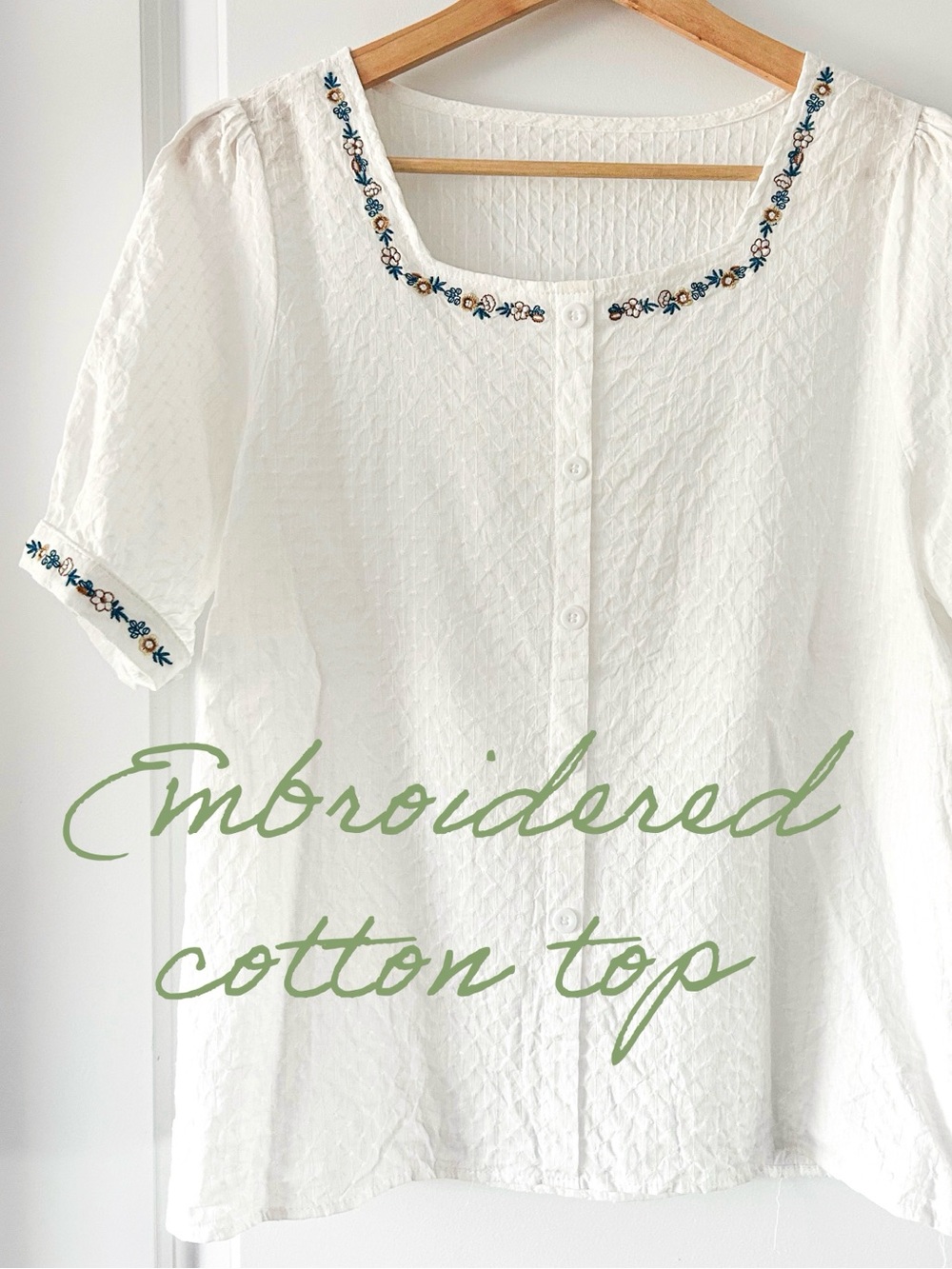 Embroidered Cotton Top - White